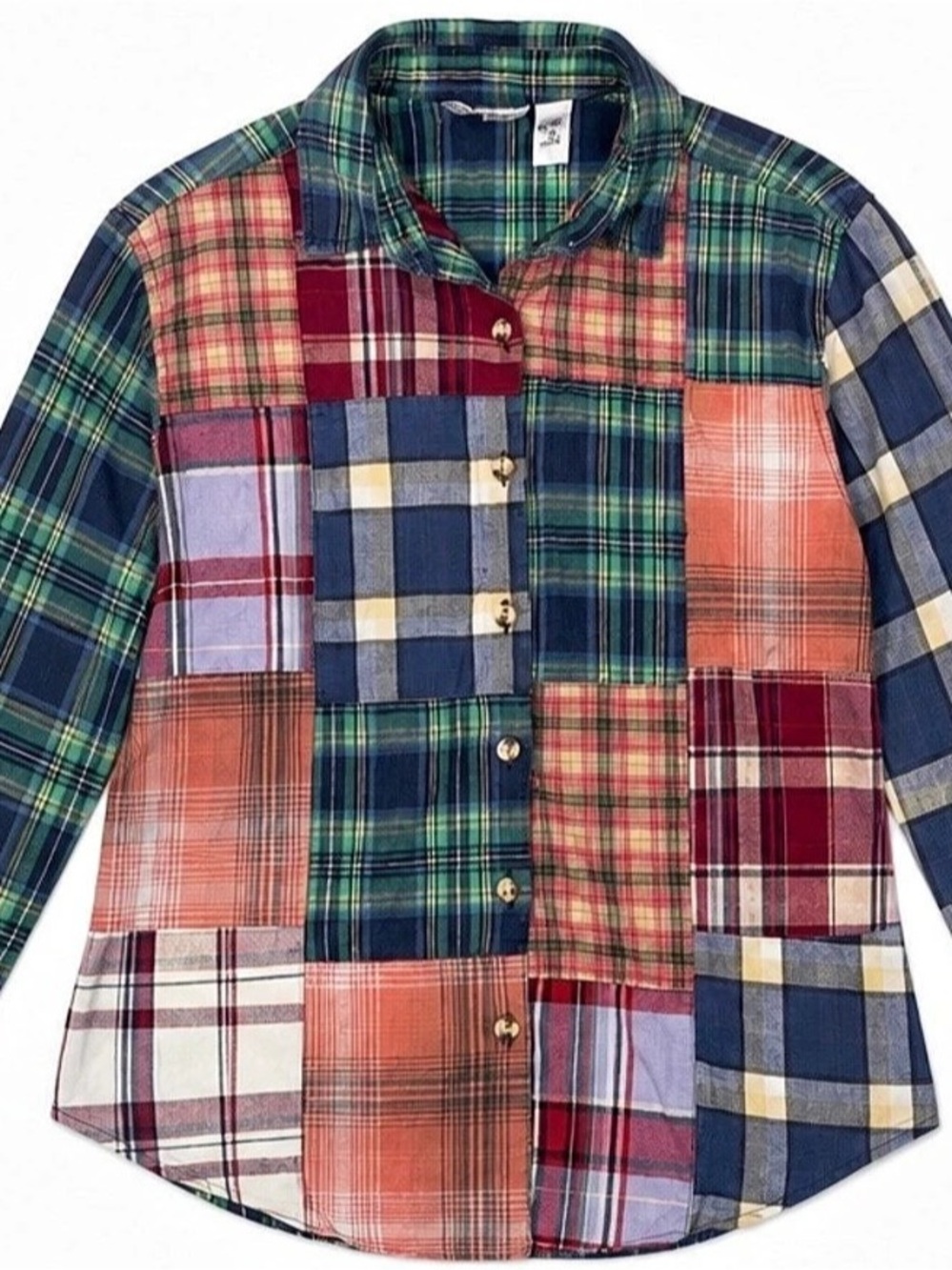 Casey & Max Patchwork Plaid Cotton Button Down Size Medium
